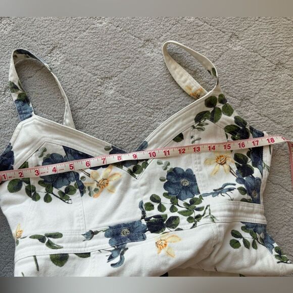 Nicholas white denim rose flare dress. Midi style with front slit sz 10 - Picture 10 of 16